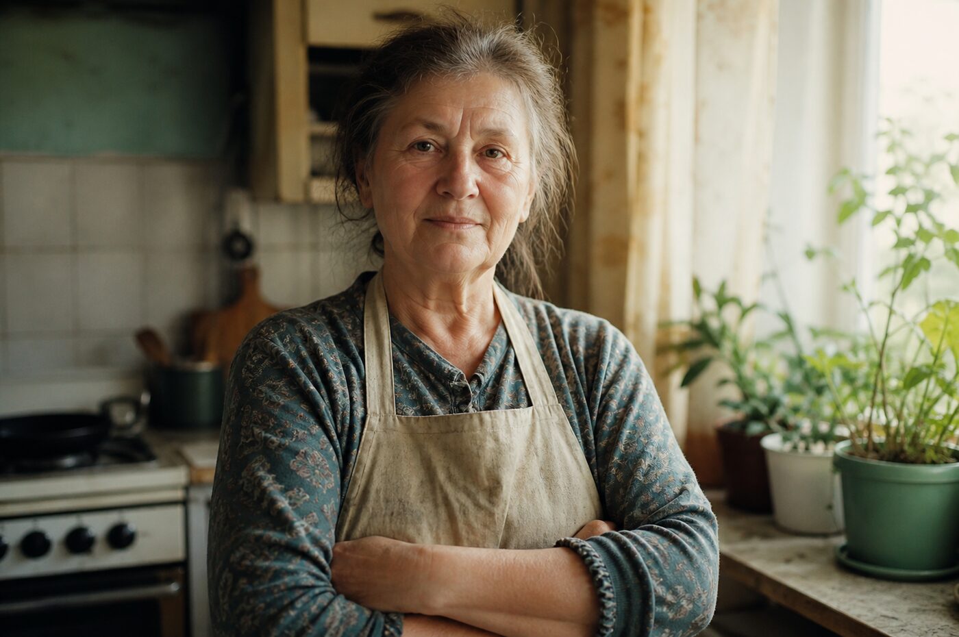 Чоловік середнього віку під час інтерв’ю за кухонним столом